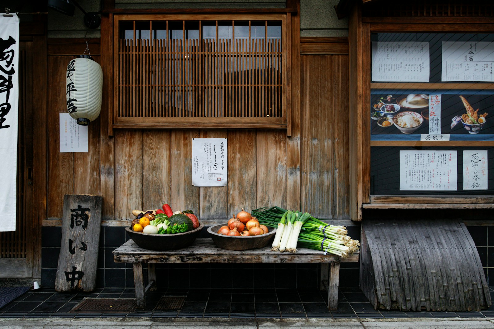 vegetables on wooden desk